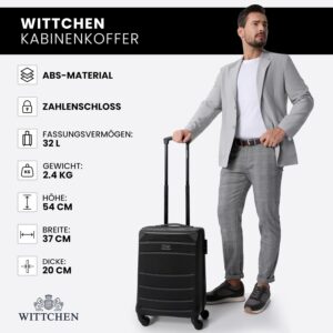 WITTCHEN Handgepäck Trolley Koffer Kabinentasche Kabinenkoffer Handgepäck Reisekoffer aus ABS Hartschalen Trolley 4 Rollen Kombinationsschloss Schwarz – Bild 8