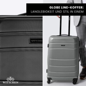 WITTCHEN Handgepäck Trolley Koffer Kabinentasche Kabinenkoffer Handgepäck Reisekoffer aus ABS Hartschalen Trolley 4 Rollen Kombinationsschloss Schwarz – Bild 9