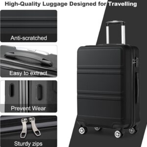 KONO Handgepäck Koffer 20 Zoll Leichter ABS Hartschalenkoffer mit TSA-Schloss Reisekoffer mit 4 Rollen Kabinenkoffer 52×38×21cm, Schwarz – Bild 3