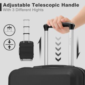 KONO Handgepäck Koffer 20 Zoll Leichter ABS Hartschalenkoffer mit TSA-Schloss Reisekoffer mit 4 Rollen Kabinenkoffer 52×38×21cm, Schwarz – Bild 6