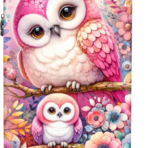 NoBoringSuitcases.com Kinderkoffer, Kinderkoffer Mädchen, Koffer Kinder, Kinder Reisekoffer, Kindertrolley Mädchen, Handgepäck Koffer, Rollkoffer, Handgepäck 55x40x20 cm (Eulen, Blumen - Rosa)