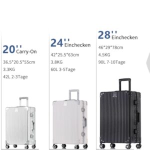 yuweijie Polycarbonat Koffer & Trolley mit 4 Rollen & TSA-Schloss Silber,35L – Bild 5