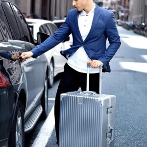 yuweijie Polycarbonat Koffer & Trolley mit 4 Rollen & TSA-Schloss Silber,35L – Bild 6