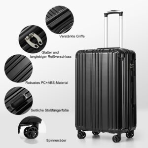 COOLIFE Hartschalenkoffer Rollkoffer Reisekoffer Handgepäck, PC+ABS-Material leicht, mit TSA-Schloss und 4 multidirektionale Räder langlebig – Bild 3