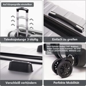 COOLIFE vergrößerbarer ABS Rollkoffer mit TSA-Schloss und 4 Rollen – Bild 5