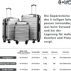 COOLIFE vergrößerbarer ABS Rollkoffer mit TSA-Schloss und 4 Rollen – Bild 7