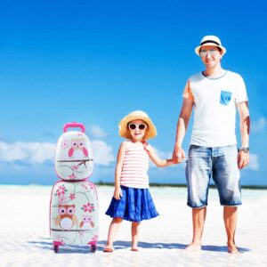 GOPLUS Kinderkoffer 2 TLG. mit Rucksack Kinder Reisekoffer Set Kinder Trolly Kinder Gepäck (Eule) – Bild 6