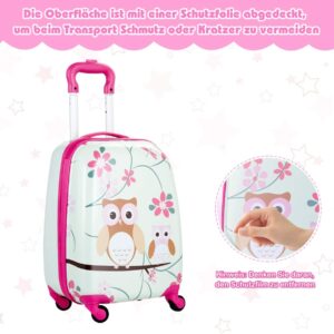 GOPLUS Kinderkoffer 2 TLG. mit Rucksack Kinder Reisekoffer Set Kinder Trolly Kinder Gepäck (Eule) – Bild 8