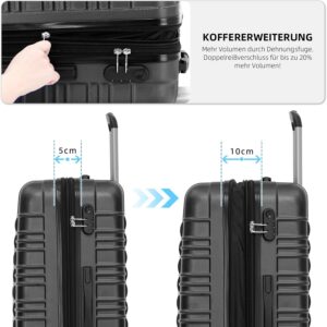BEIBYE Zwillingsrollen Reisekoffer Koffer Trolleys Hartschale M-L-XL-Set (Schwarz, M) – Bild 4