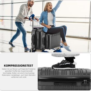 BEIBYE Zwillingsrollen Reisekoffer Koffer Trolleys Hartschale M-L-XL-Set (Schwarz, M) – Bild 6
