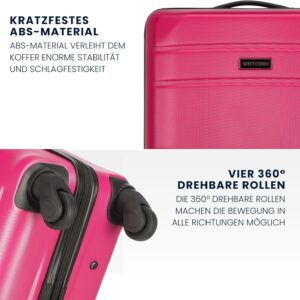 WITTCHEN Großer Koffer Trolley Reisekoffer aus ABS Hartschalenkoffer Trolley 4 Rollen Kombinationsschloss Check-In Gepäck Rosa – Bild 3