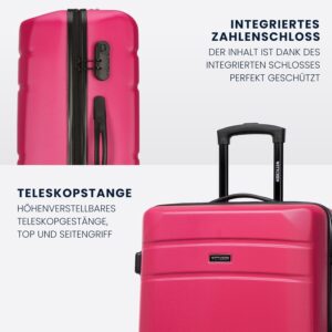 WITTCHEN Großer Koffer Trolley Reisekoffer aus ABS Hartschalenkoffer Trolley 4 Rollen Kombinationsschloss Check-In Gepäck Rosa – Bild 5