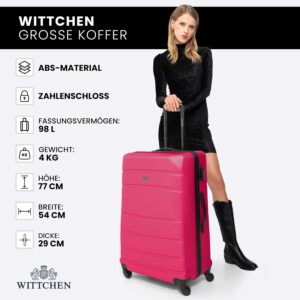 WITTCHEN Großer Koffer Trolley Reisekoffer aus ABS Hartschalenkoffer Trolley 4 Rollen Kombinationsschloss Check-In Gepäck Rosa – Bild 8