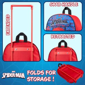 Marvel Spiderman Koffer Kinder, Faltbarer Trolley Handgepäck Leicht 39 x 27 cm 10.5 Liter, 2 Rollen & Ausziehbarem Griff – Bild 3