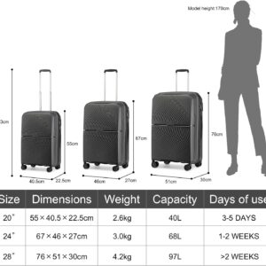 British Traveller Hartschale Koffer Trolley PP Handgepäck Reisekoffer mit 4 Spinnerräder Rollkoffer TSA-Schloß Teleskopgriff Suitcase – Bild 4