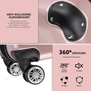 BEIBYE Hartschalen Koffer Trolley Rollkoffer Reisekoffer 4 Zwillingsrollen Polycabonat (Rosa Gold, Handgepäck 55cm-40L) – Bild 8