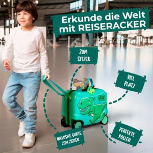 Kinderkoffer zum Draufsitzen als Kinderkoffer Handgepäck & Ersatz für Kindertrolley Jungen - Kinderkoffer Jungen - Kinder Reisekoffer für Kindergepäck - Kinderkoffer mit Rollen – Bild 6