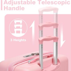 KONO Koffer Trolleys Mittelgroß 65cm Hartschalenkoffer Erweiterbar Mittelgroß leicht Reisekoffer mit 4 Rollen und TSA-Schloss, 65x43.5x25cm, 63L, Rosa – Bild 5