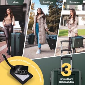 (Grün, M - Premium Hartschalenkoffer-mit TSA Schloss-4 Rollen-Leichter Reisekoffer- robust & stabil -Trolley mit Teleskoparm-Handgepäck – Bild 4