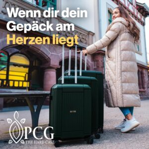 (Grün, M - Premium Hartschalenkoffer-mit TSA Schloss-4 Rollen-Leichter Reisekoffer- robust & stabil -Trolley mit Teleskoparm-Handgepäck – Bild 7