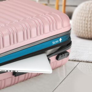 BEIBYE Hartschalen Koffer Trolley Rollkoffer Reisekoffer Zwillingsrollen Kofferset (Rosagold, Set) – Bild 3
