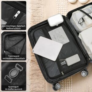 BEIBYE Hartschalen Koffer Trolley Rollkoffer Reisekoffer Zwillingsrollen Kofferset (Rosagold, Set) – Bild 6