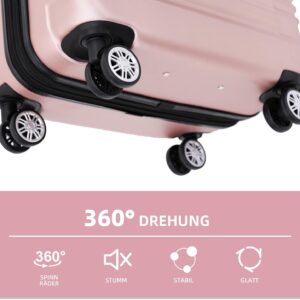 BEIBYE Hartschalen Koffer Trolley Rollkoffer Reisekoffer Zwillingsrollen Kofferset (Rosagold, Set) – Bild 8