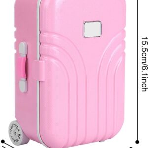 Reisekoffer für Puppen, Trolley in Mini-Größe mit Rollkoffer, offen und geschlossen, Rosa, env. 15,5 x 10,5 x 7 cm – Bild 5