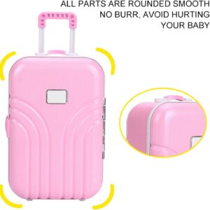 Reisekoffer für Puppen, Trolley in Mini-Größe mit Rollkoffer, offen und geschlossen, Rosa, env. 15,5 x 10,5 x 7 cm – Bild 6