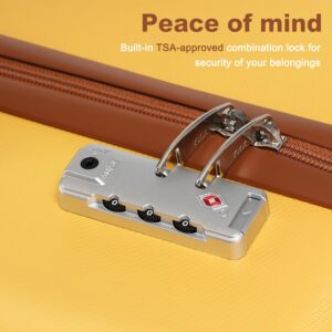 KONO Hartschalenkoffer Reisekoffer Koffer Trolleys 100% ABS Handgepäck Koffer mit 8 Spinnerräder Rollkoffer 57 * 38 * 24cm TSA-Schloss Reisegepäck Gelb – Bild 4