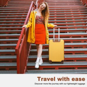 KONO Hartschalenkoffer Reisekoffer Koffer Trolleys 100% ABS Handgepäck Koffer mit 8 Spinnerräder Rollkoffer 57 * 38 * 24cm TSA-Schloss Reisegepäck Gelb – Bild 8