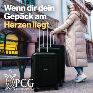 (Schwarz, XL-Premium Hartschalenkoffer-mit TSA Schloss-4 Rollen-Leichter Reisekoffer- robust & stabil -Trolley mit Teleskoparm – Bild 7