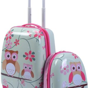 GOPLUS Kinderkoffer 2 TLG. mit Rucksack Kinder Reisekoffer Set Kinder Trolly Kinder Gepäck (Eule)