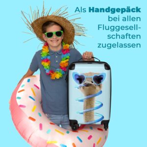 Reisekoffer Kinder - Kinder Trolley, Kabinentrolley, Leichtgewicht, 4 Rollen, Strauß mit Sonnenbrillemotiv, Zahlenschloss, UV-beständig, 55cm-35cm-20cm – Bild 5