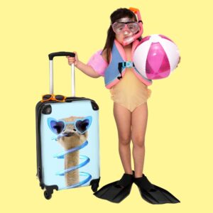 Reisekoffer Kinder - Kinder Trolley, Kabinentrolley, Leichtgewicht, 4 Rollen, Strauß mit Sonnenbrillemotiv, Zahlenschloss, UV-beständig, 55cm-35cm-20cm – Bild 6