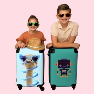 Reisekoffer Kinder - Kinder Trolley, Kabinentrolley, Leichtgewicht, 4 Rollen, Strauß mit Sonnenbrillemotiv, Zahlenschloss, UV-beständig, 55cm-35cm-20cm – Bild 7