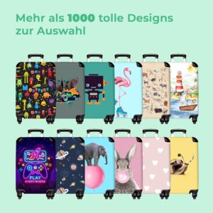 Reisekoffer Kinder - Kinder Trolley, Kabinentrolley, Leichtgewicht, 4 Rollen, Strauß mit Sonnenbrillemotiv, Zahlenschloss, UV-beständig, 55cm-35cm-20cm – Bild 9