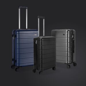 Hartschalen Koffer 55 cm Handgepäck – Trolley Rollkoffer Schwarz Luxe – 4 Rollen Reisekoffer M 55x38x23 – Premium ABS+PC Mix Hartschale – Bild 9