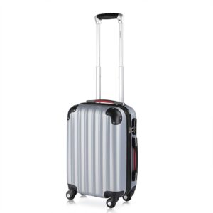 Monzana® Koffer Handgepäck ABS Hard Case 4 Rollen Teleskopgriff Zahlenschloss Kantenschutz Reisekoffer Hartschalenkoffer Rollkoffer Trolley Silber M – Bild 4