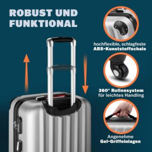 Monzana® Koffer Handgepäck ABS Hard Case 4 Rollen Teleskopgriff Zahlenschloss Kantenschutz Reisekoffer Hartschalenkoffer Rollkoffer Trolley Silber M – Bild 5
