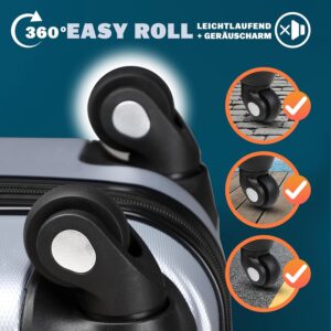 Monzana® Koffer Handgepäck ABS Hard Case 4 Rollen Teleskopgriff Zahlenschloss Kantenschutz Reisekoffer Hartschalenkoffer Rollkoffer Trolley Silber M – Bild 6