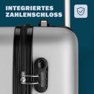 Monzana® Koffer Handgepäck ABS Hard Case 4 Rollen Teleskopgriff Zahlenschloss Kantenschutz Reisekoffer Hartschalenkoffer Rollkoffer Trolley Silber M – Bild 7