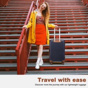 Kono Hartschalenkoffer Reisekoffer Koffer Trolleys 100% ABS Handgepäck Koffer mit 8 Spinnerräder Rollkoffer 55 * 38 * 24cm TSA-Schloss Reisegepäck Blau – Bild 8