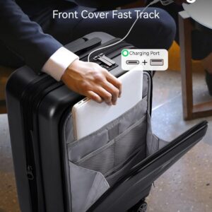 Valise Bagage à Main Avec Compartiment Pour Ordinateur Portable - Valise Rigide Extensible Avec Port USB, 4 roulettes, TSA, 56 cm, Noir – Bild 3
