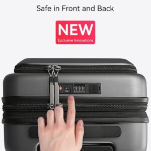 Valise Bagage à Main Avec Compartiment Pour Ordinateur Portable - Valise Rigide Extensible Avec Port USB, 4 roulettes, TSA, 56 cm, Noir – Bild 7