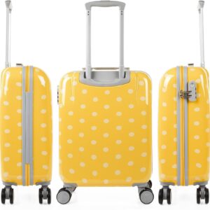 Koffer Klein Handgepäck - Handgepäck Koffer 4 Rollen - Koffer handgepäck 55x40x20 Leicht und Robust - Reisekoffer Klein - Hartschalenkoffer Klein mit Zahlenschloss, Gelb – Bild 3