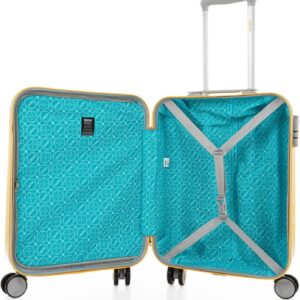 Koffer Klein Handgepäck - Handgepäck Koffer 4 Rollen - Koffer handgepäck 55x40x20 Leicht und Robust - Reisekoffer Klein - Hartschalenkoffer Klein mit Zahlenschloss, Gelb – Bild 9