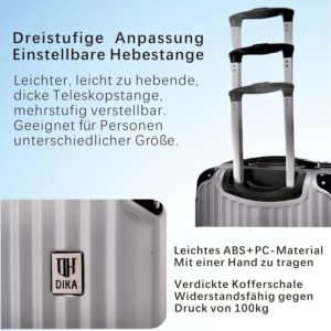 Handgepäck Koffer Trolleys 76cm Leicht Erweiterbar Hartschalenkoffer Reisekoffer mit 4 Rollen und Schloss, 80Liter, Zwillingsrollen ABS+PC Rollkoffer (Silber, L) – Bild 4