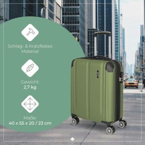 Travelite Bordtrolley Handgepäck Koffer, 4 Rollen, Dehnfalte + Aufsteckfunktion, City, Hartschalen Trolley klein mit kratzfester Oberfläche, 55 cm, 40-45 Liter – Bild 3