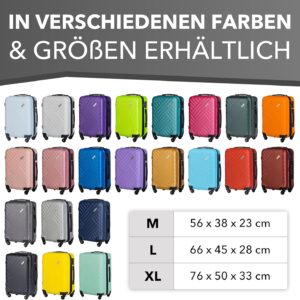 Design Reisekoffer - ABS Hartschalen Koffer mit 360° Leichtlauf-Rollen - hochwertiger Trolley mit Zahlenschloss in M-L-XL oder Set (Royalblau, M) – Bild 5